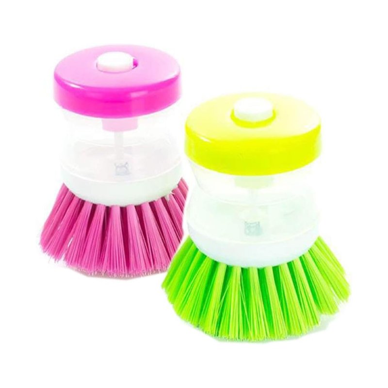 Cleaning Brush with Soap Dispenser for Kitchen Sink Dish Washer (3 x 2.5 inches, Random Color)