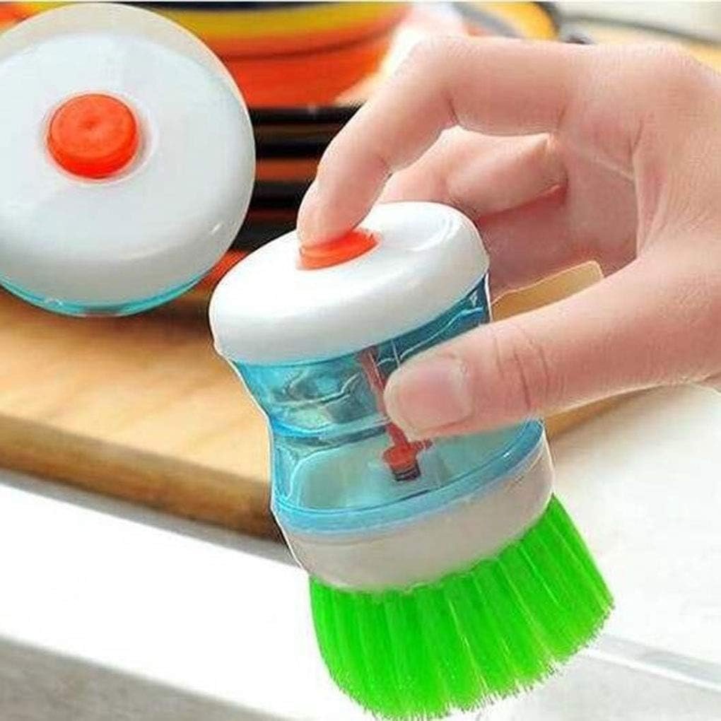 Cleaning Brush with Soap Dispenser for Kitchen Sink Dish Washer (3 x 2.5 inches, Random Color)